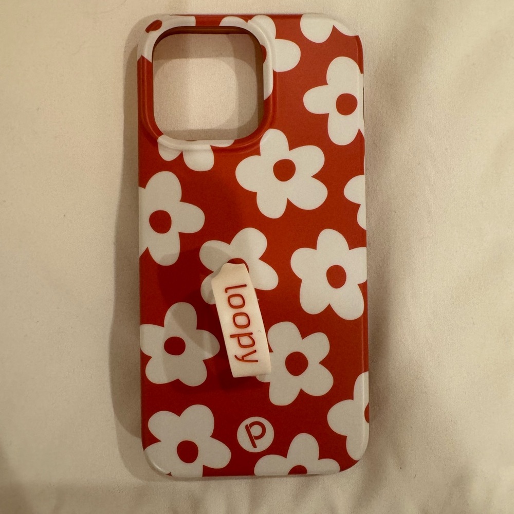 iPhone 15 Pro Max Loopy Case Orange and White Floral Phone Case